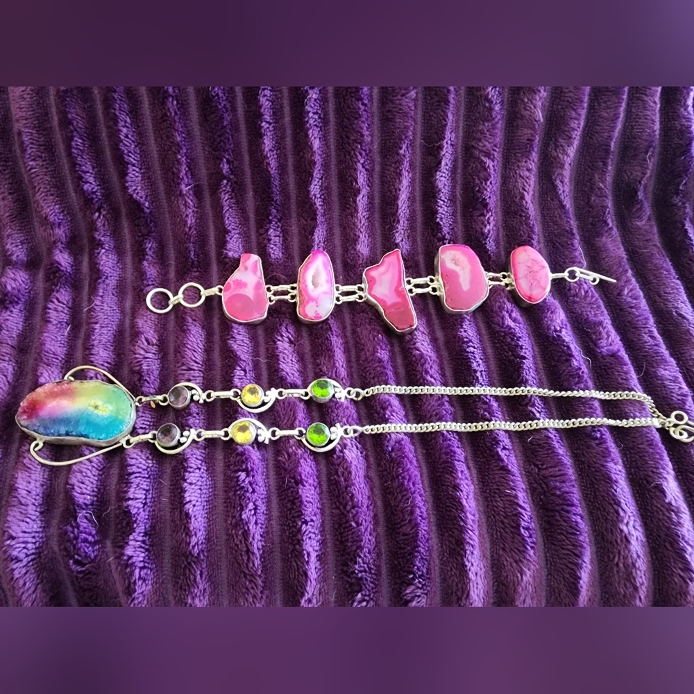 Sterling Silver with genuine rough and polished stones - Rainbow 🌈 inspired ✨️